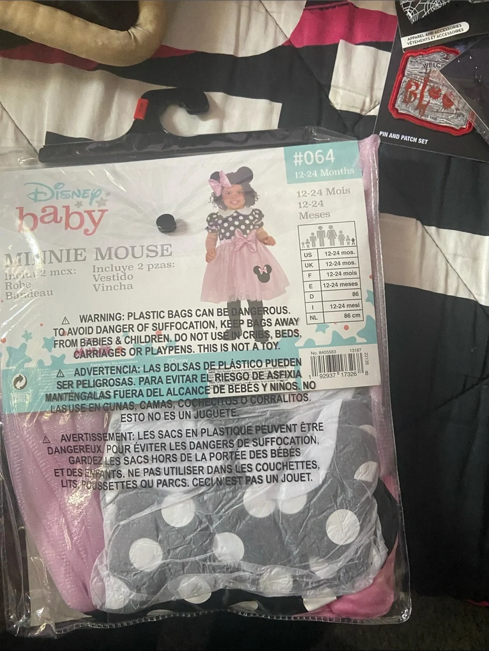Disney Baby Minnie Mouse Pink and Black Polka Dot Dress with Bow Headband